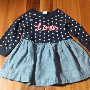 NWOT Baby Gap 2T 2 Years Toddler "Love" Long Sleeve Chambray Skirted Dress